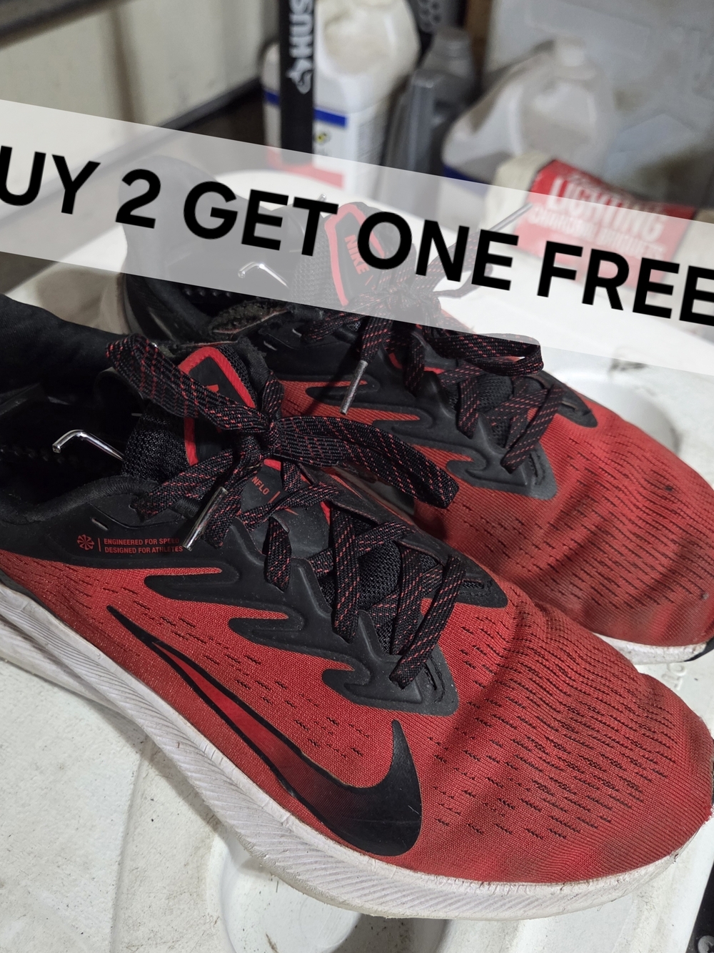 BUY 2 GET ONE FREE* Nike Zoom Winflo 7 University Red Running Shoes Size 10m